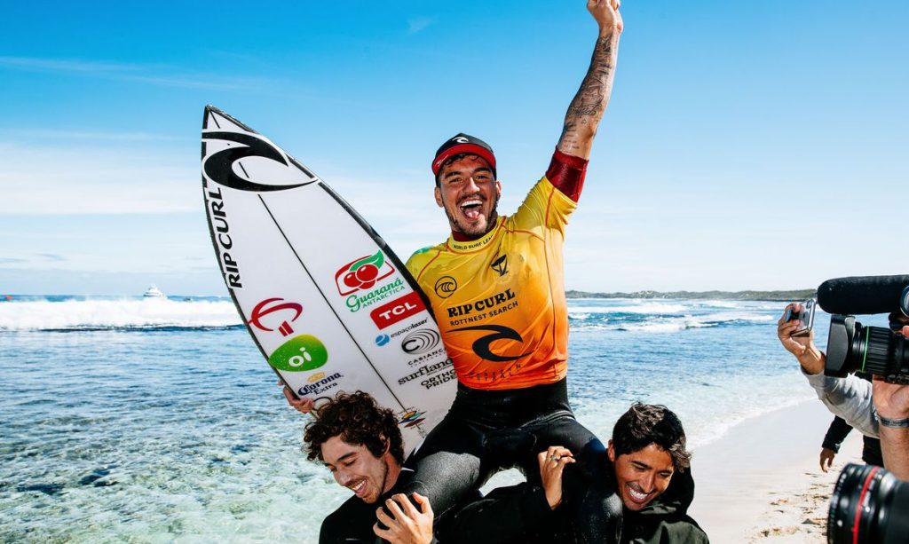 ROTTNEST ISLAND, AUS - MAY 25: Two-time WSL Champion Gabriel Medina of Brazil surfing in Semifinal 2 of the Rip Curl Rottnest Search presented by Corona on MAY 25, 2021 in Rottnest Island, WA, Australia.                                                                                                                                                                                                                                                (Photo by Matt Dunbar/World Surf League via Getty Images)